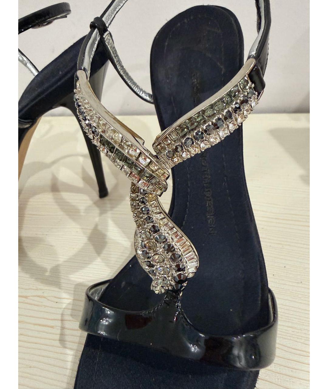 GIUSEPPE ZANOTTI DESIGN Черные кожаные босоножки, фото 4