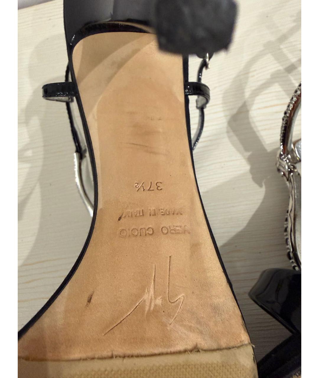 GIUSEPPE ZANOTTI DESIGN Черные кожаные босоножки, фото 5
