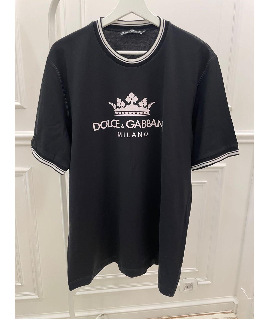 DOLCE&GABBANA Черная хлопковая футболка, фото 4