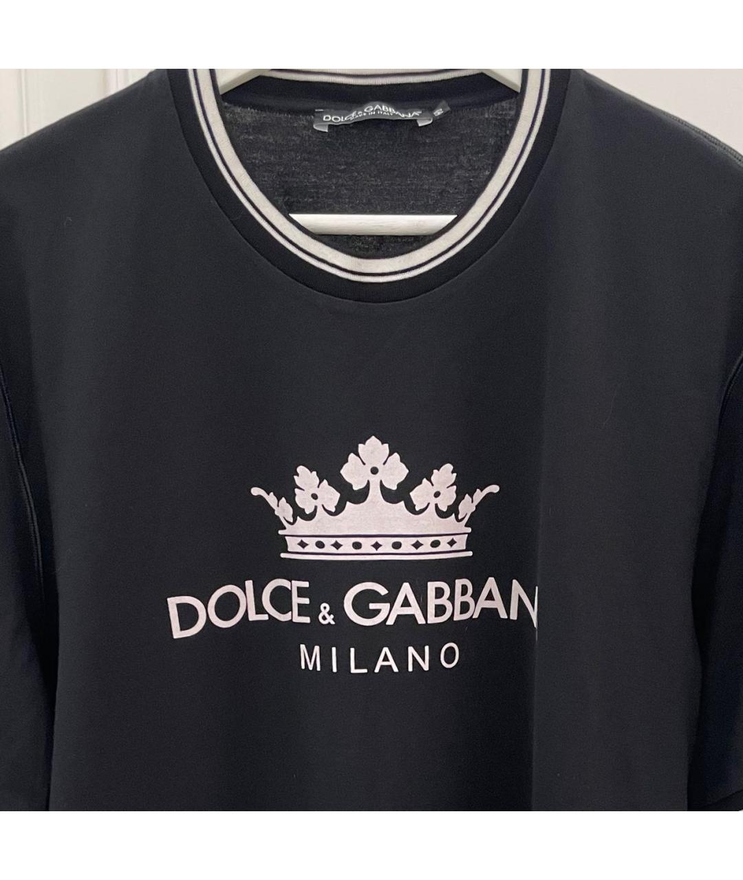 DOLCE&GABBANA Черная хлопковая футболка, фото 3