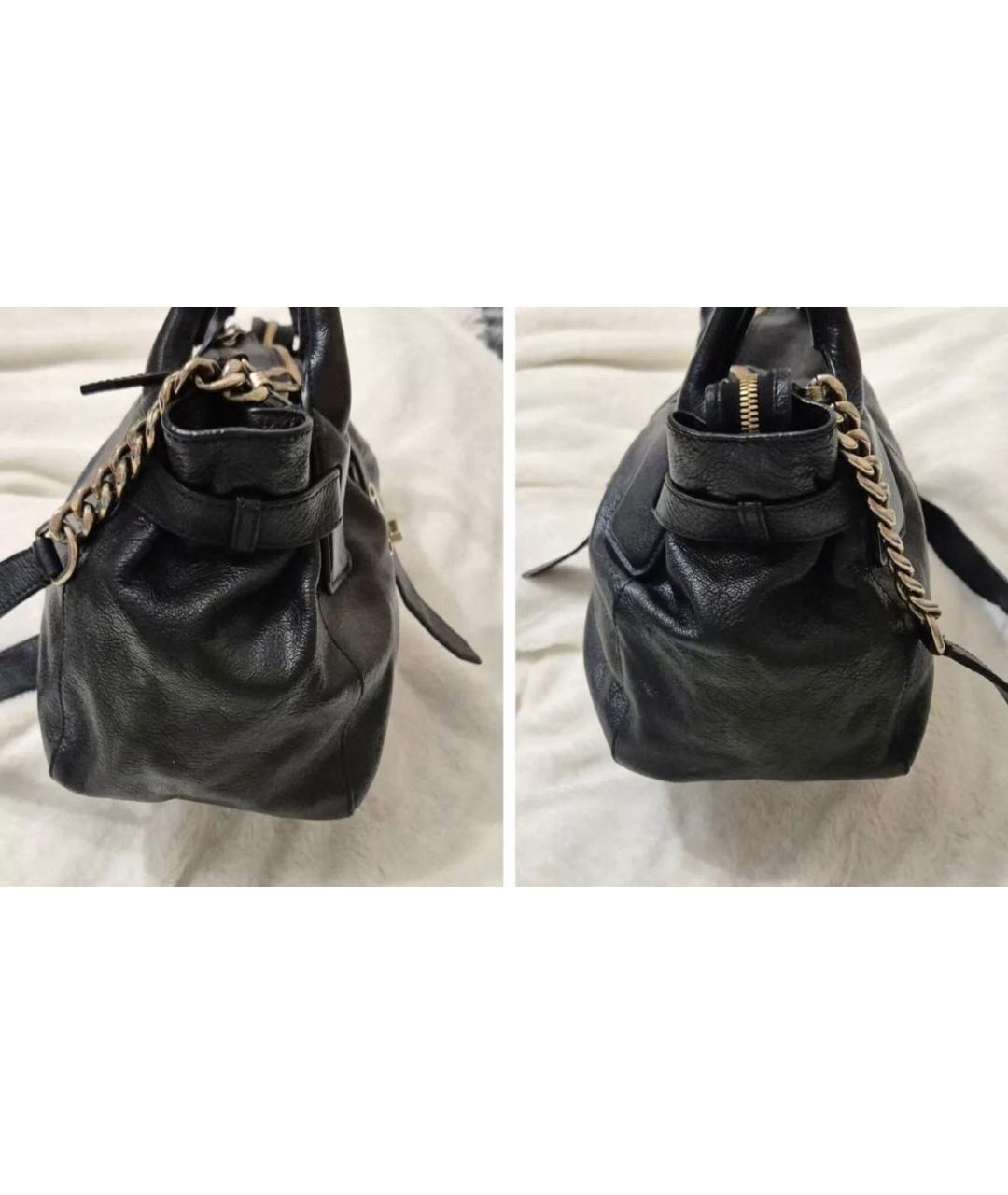 BURBERRY Черная кожаная сумка с короткими ручками, фото 5