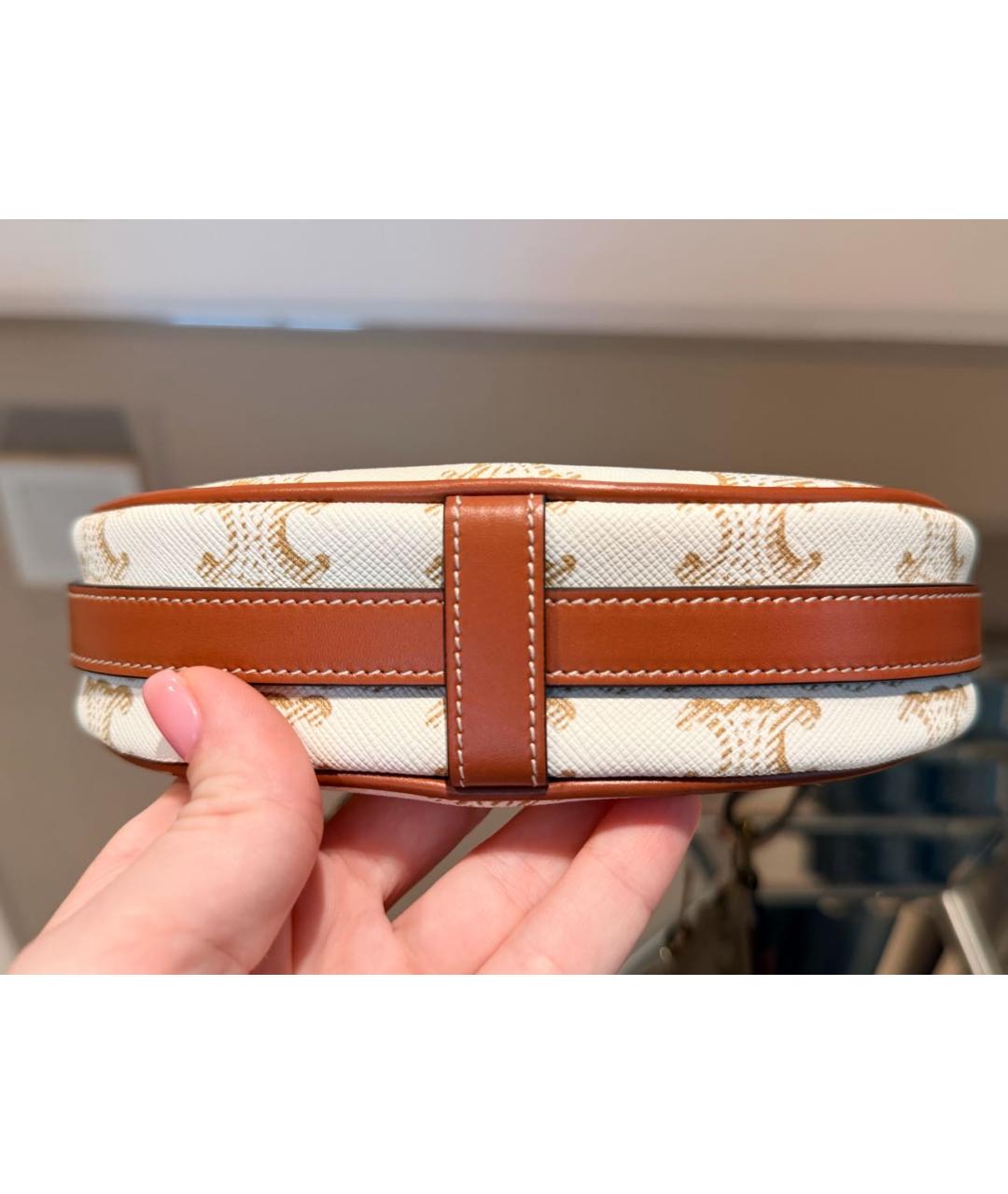 CELINE Бежевая канва сумка с короткими ручками, фото 6