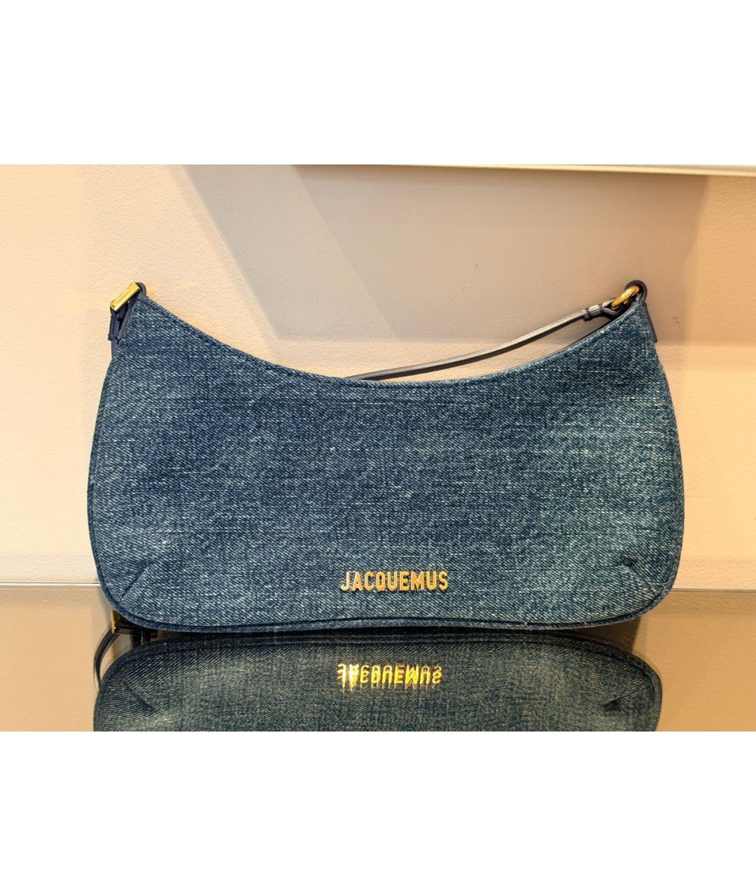 JACQUEMUS Темно-синяя деним сумка с короткими ручками, фото 6