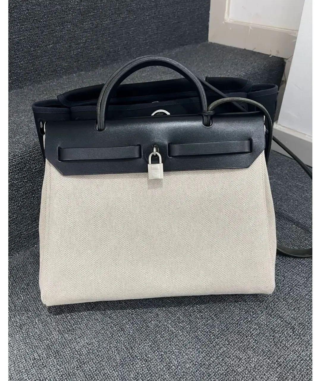 HERMES Бежевая тканевая сумка через плечо, фото 2
