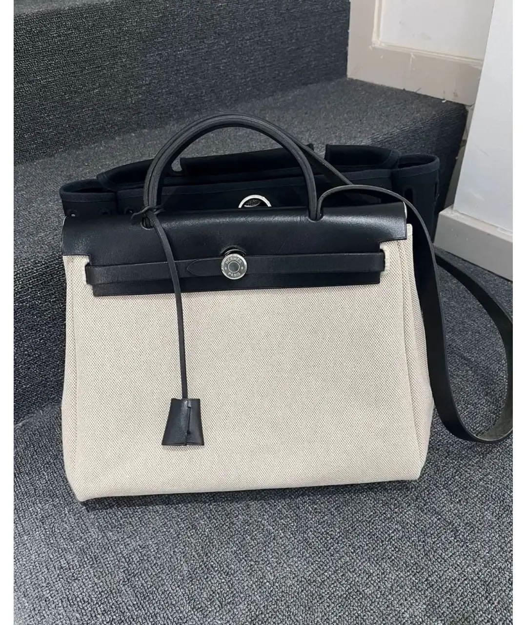 HERMES Бежевая тканевая сумка через плечо, фото 3