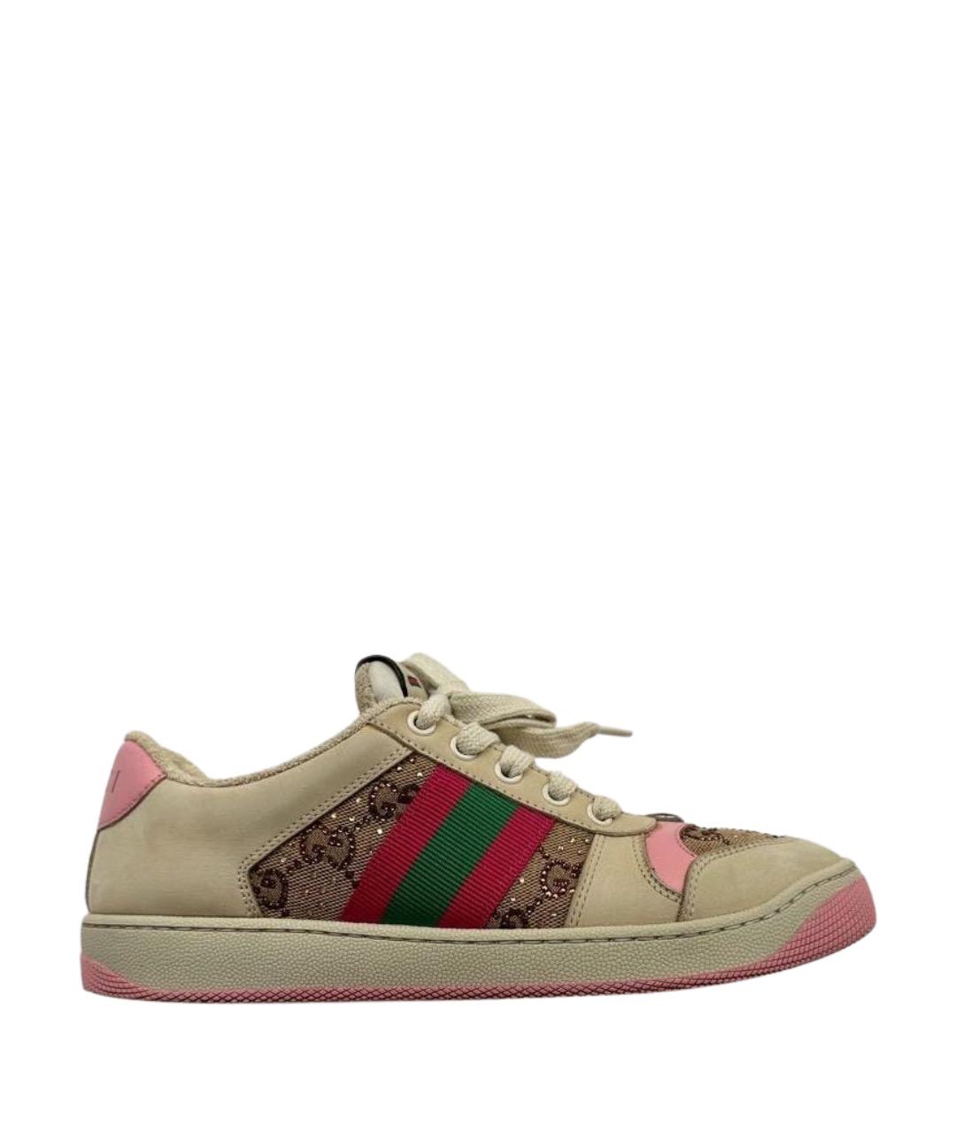 GUCCI Бежевые нубуковые кеды, фото 1