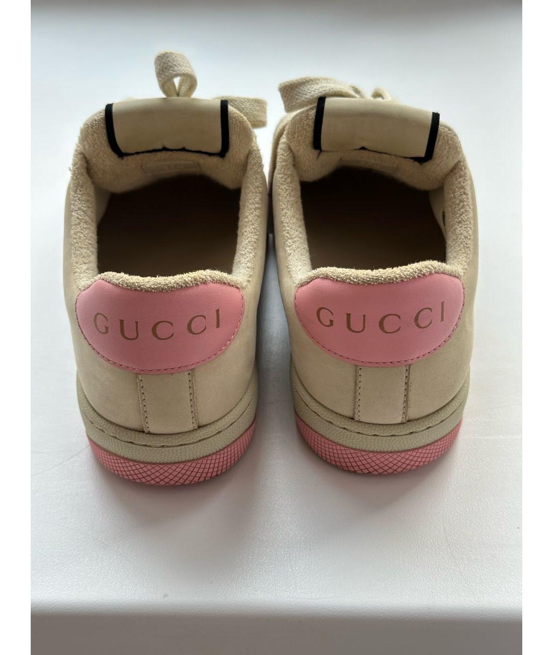 GUCCI Бежевые нубуковые кеды, фото 4