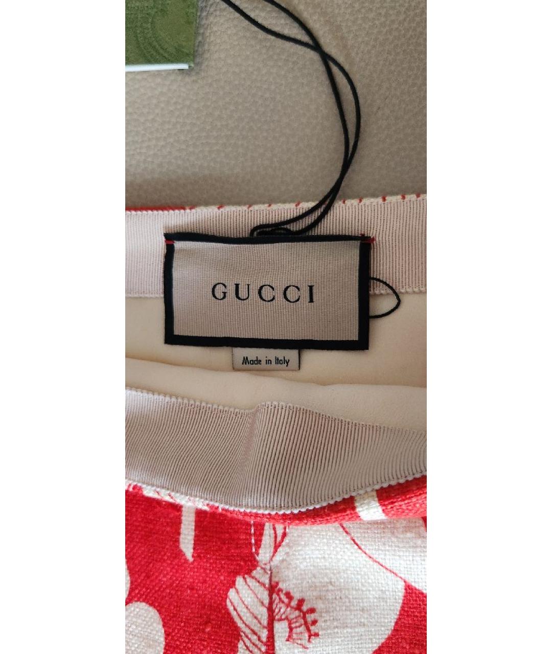 GUCCI Красная шелковая юбка мини, фото 3