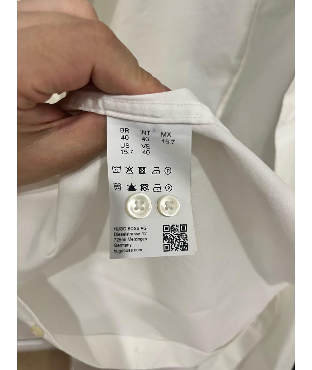 HUGO BOSS Белая хлопковая классическая рубашка, фото 3