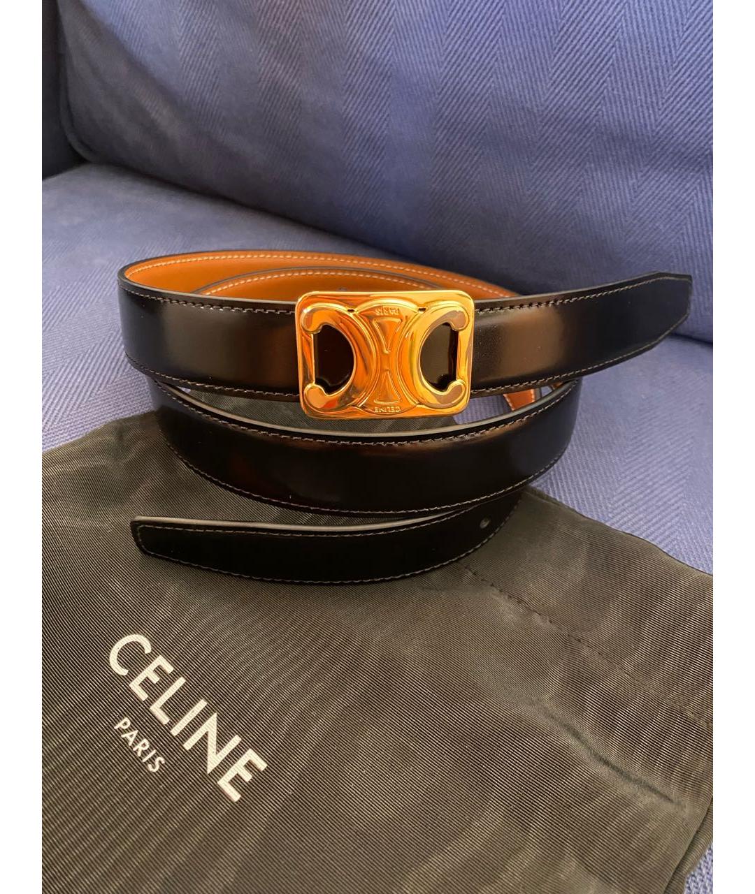 CELINE Черный кожаный ремень, фото 4