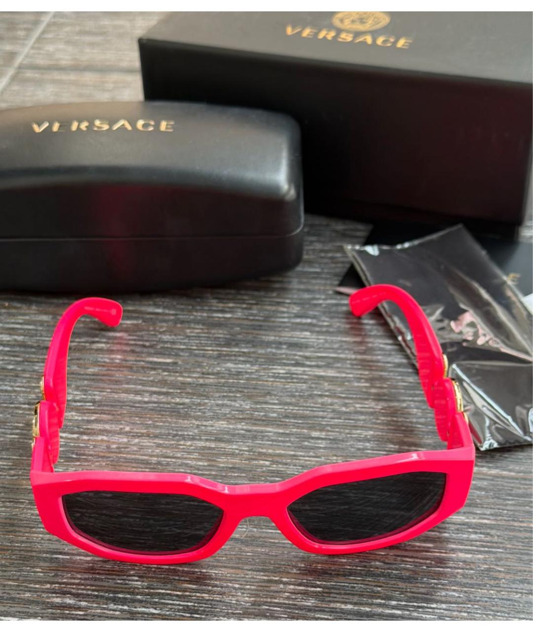 VERSACE Розовые пластиковые солнцезащитные очки, фото 7
