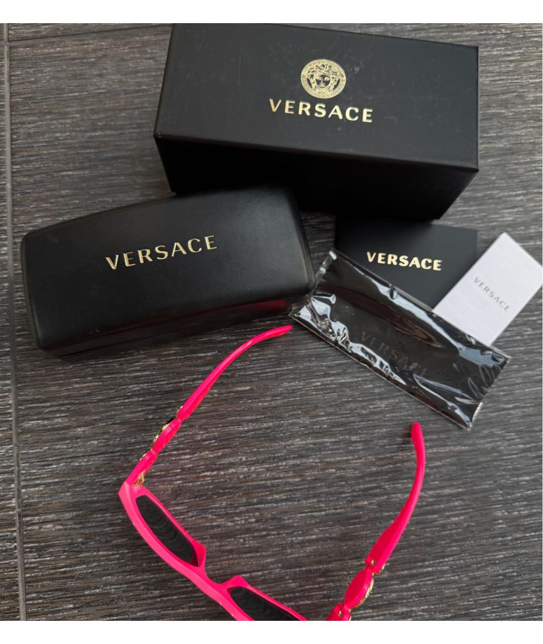 VERSACE Розовые пластиковые солнцезащитные очки, фото 4