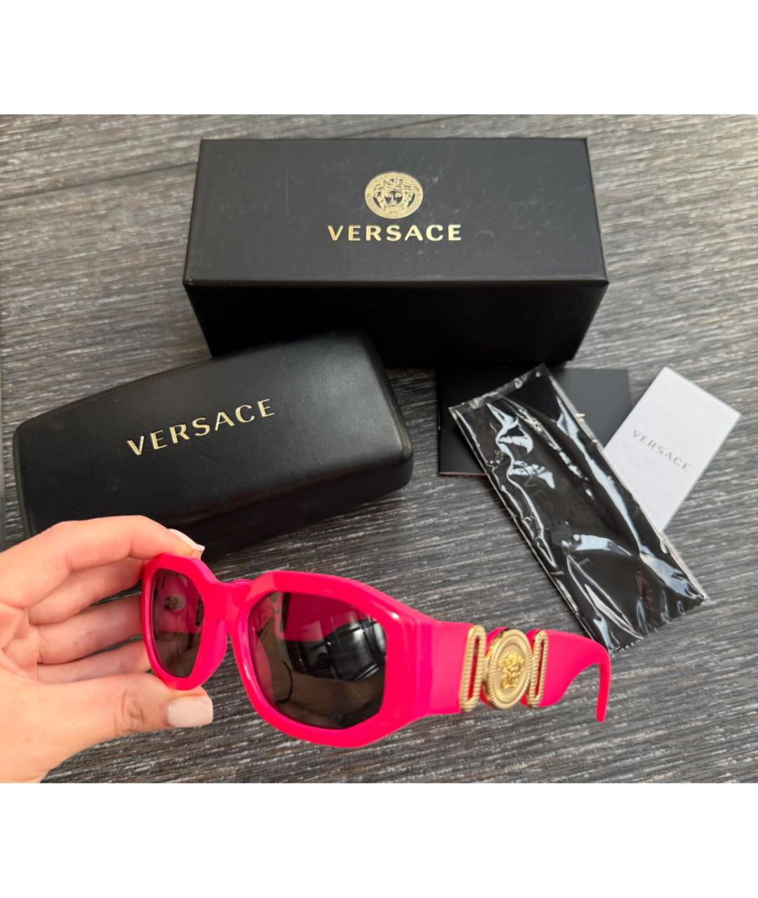 VERSACE Розовые пластиковые солнцезащитные очки, фото 2