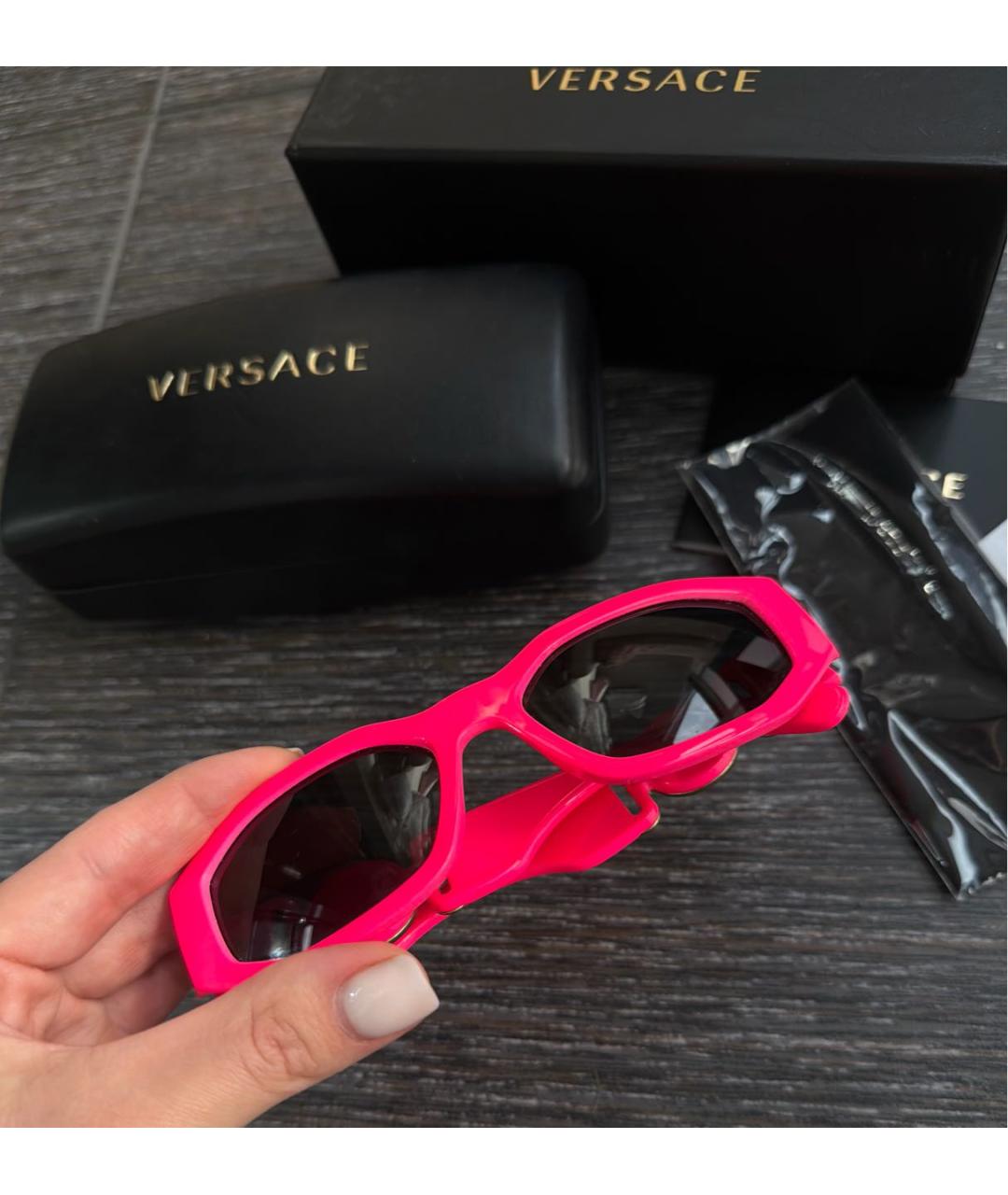 VERSACE Розовые пластиковые солнцезащитные очки, фото 6