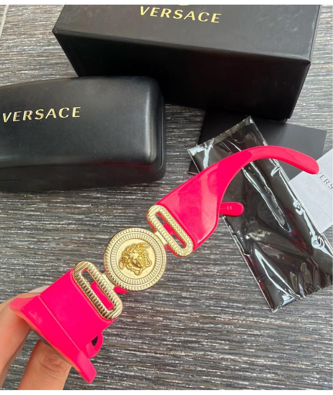 VERSACE Розовые пластиковые солнцезащитные очки, фото 3