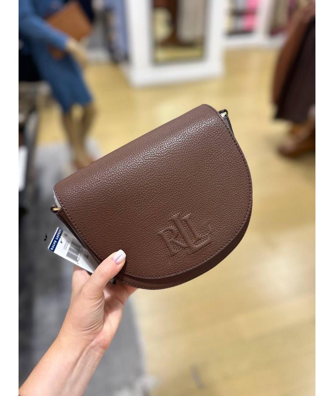 RALPH LAUREN Коричневая кожаная сумка через плечо, фото 8