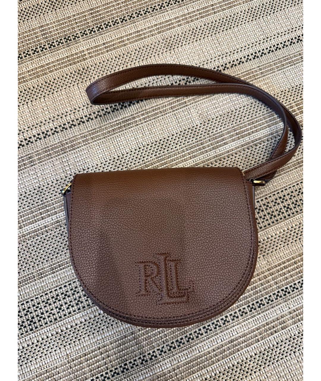 RALPH LAUREN Коричневая кожаная сумка через плечо, фото 9