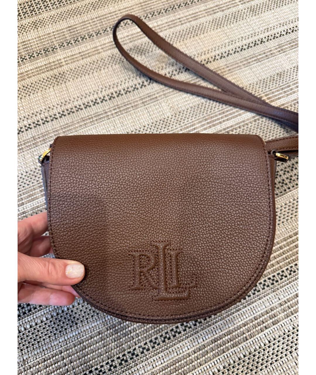 RALPH LAUREN Коричневая кожаная сумка через плечо, фото 2