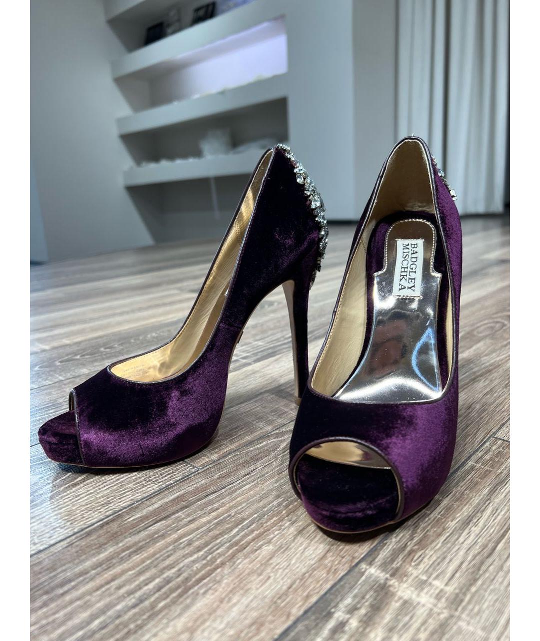 BADGLEY MISCHKA Фиолетовые бархатные туфли, фото 3
