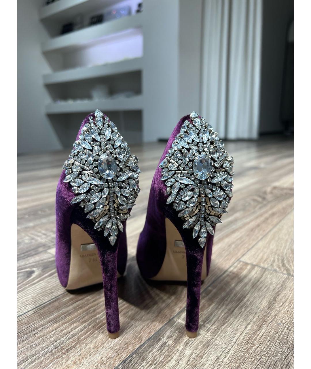 BADGLEY MISCHKA Фиолетовые бархатные туфли, фото 4
