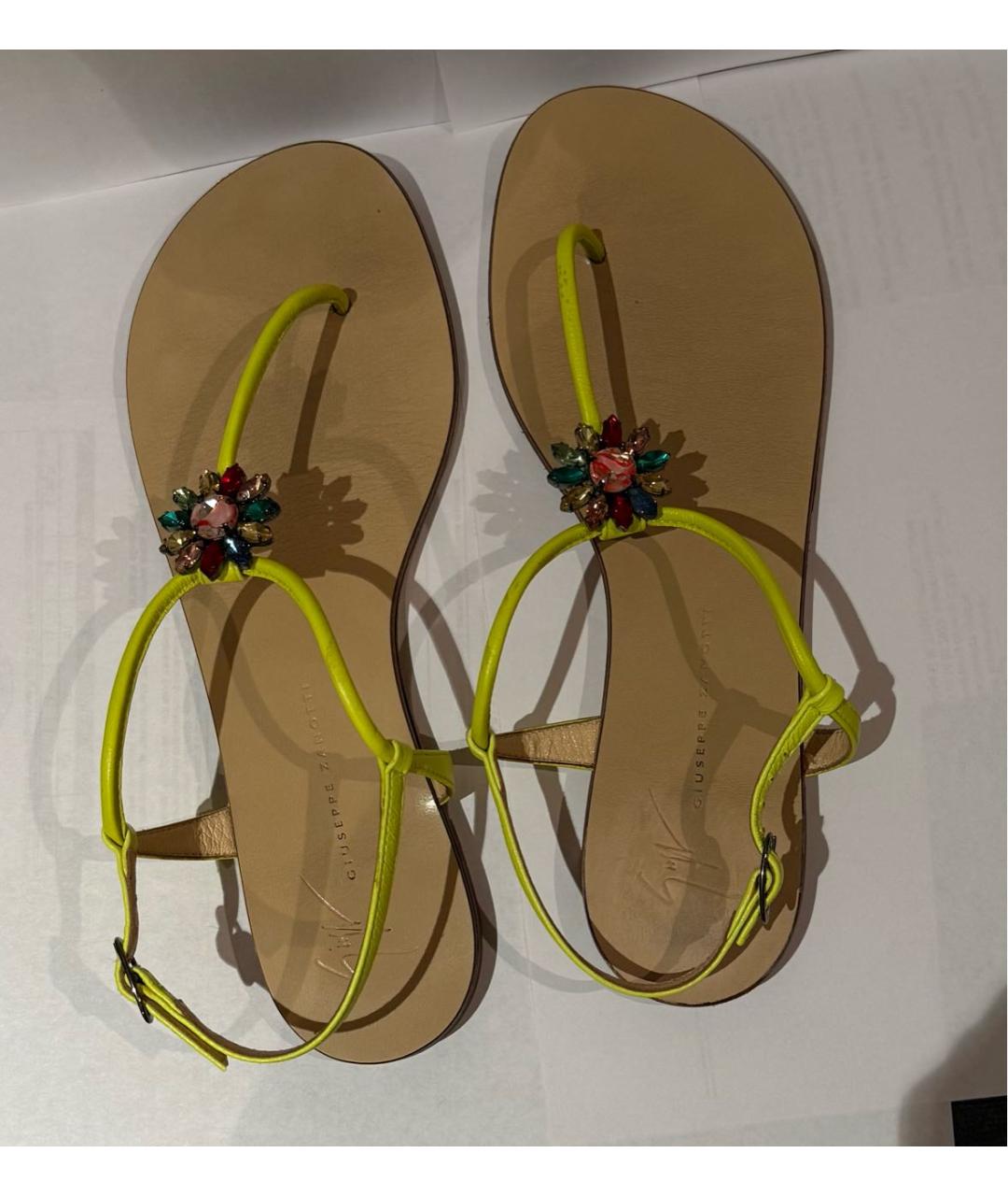 GIUSEPPE ZANOTTI DESIGN Желтые кожаные сандалии, фото 3