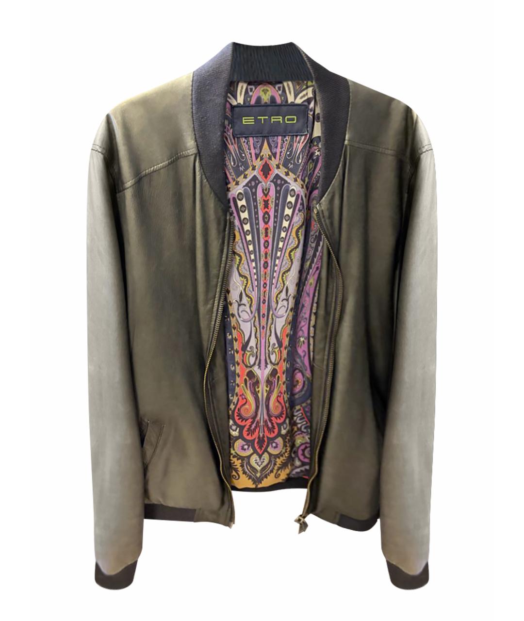 ETRO Антрацитовая кожаная куртка, фото 1