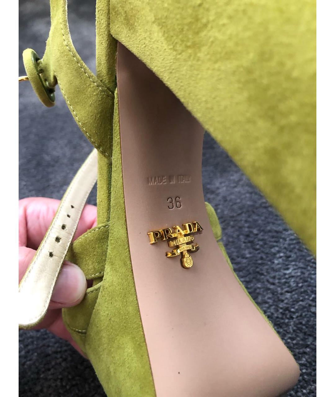 PRADA Салатовые замшевые босоножки, фото 3