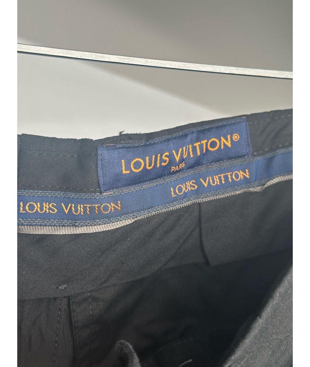 LOUIS VUITTON Черные хлопковые классические брюки, фото 4