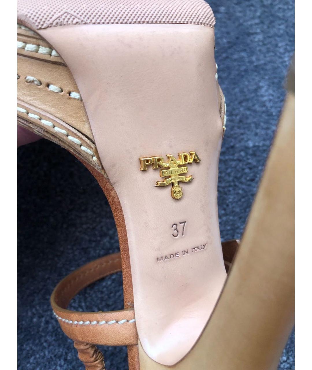 PRADA Бежевые кожаные босоножки, фото 3