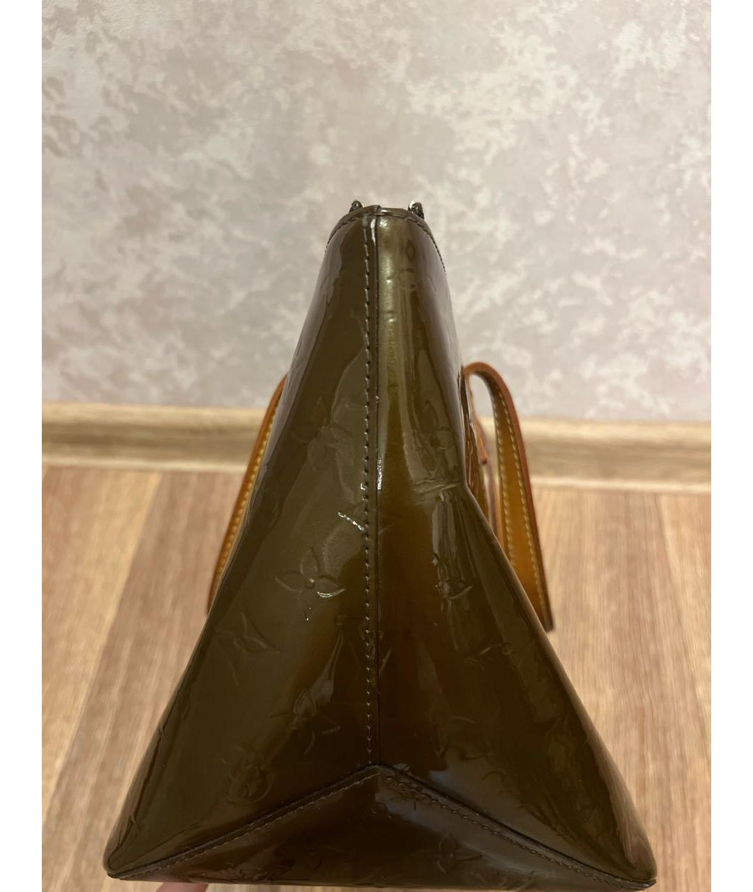 LOUIS VUITTON Хаки сумка тоут из лакированной кожи, фото 2