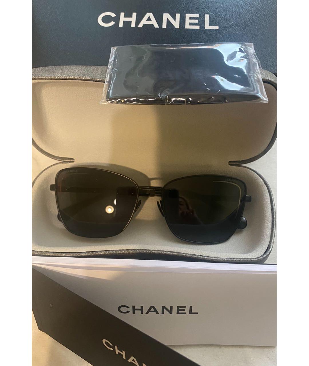 CHANEL Черные металлические солнцезащитные очки, фото 5