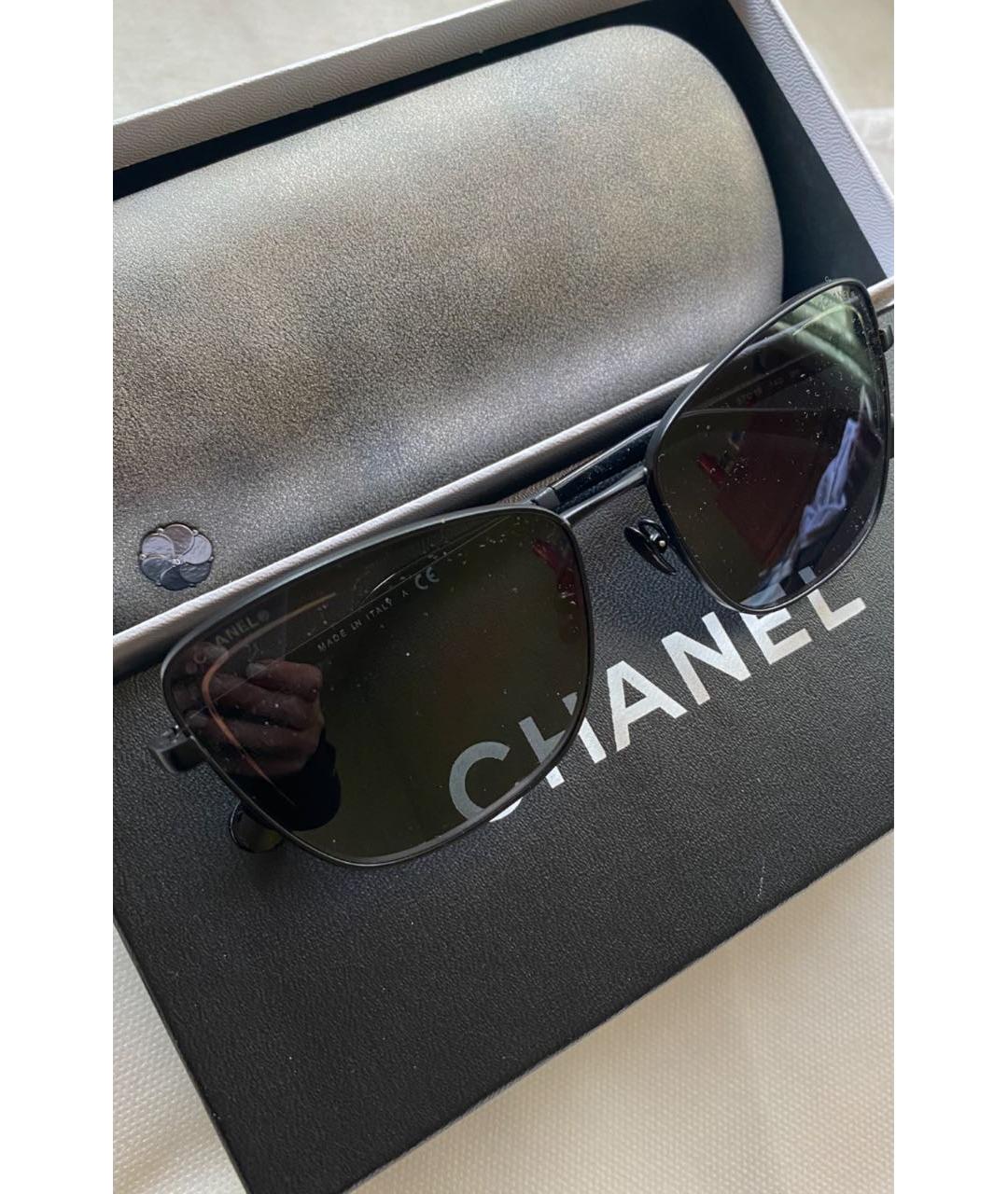 CHANEL Черные металлические солнцезащитные очки, фото 4