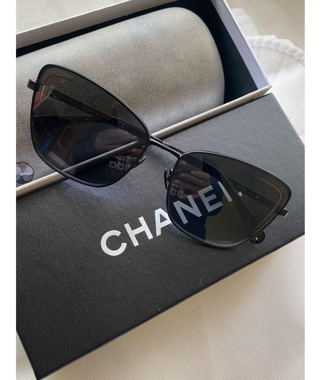 CHANEL Черные металлические солнцезащитные очки, фото 3