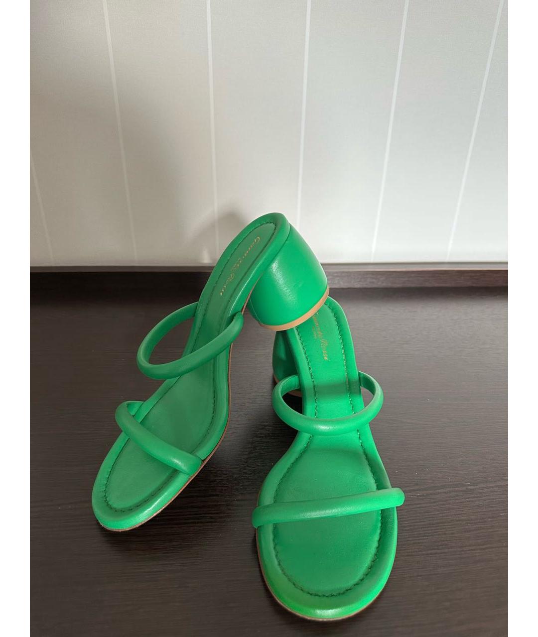 GIANVITO ROSSI Зеленые кожаные мюли, фото 2