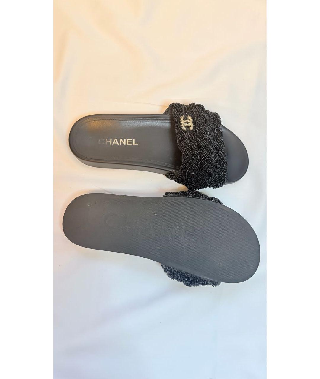 CHANEL Черные шлепанцы, фото 5