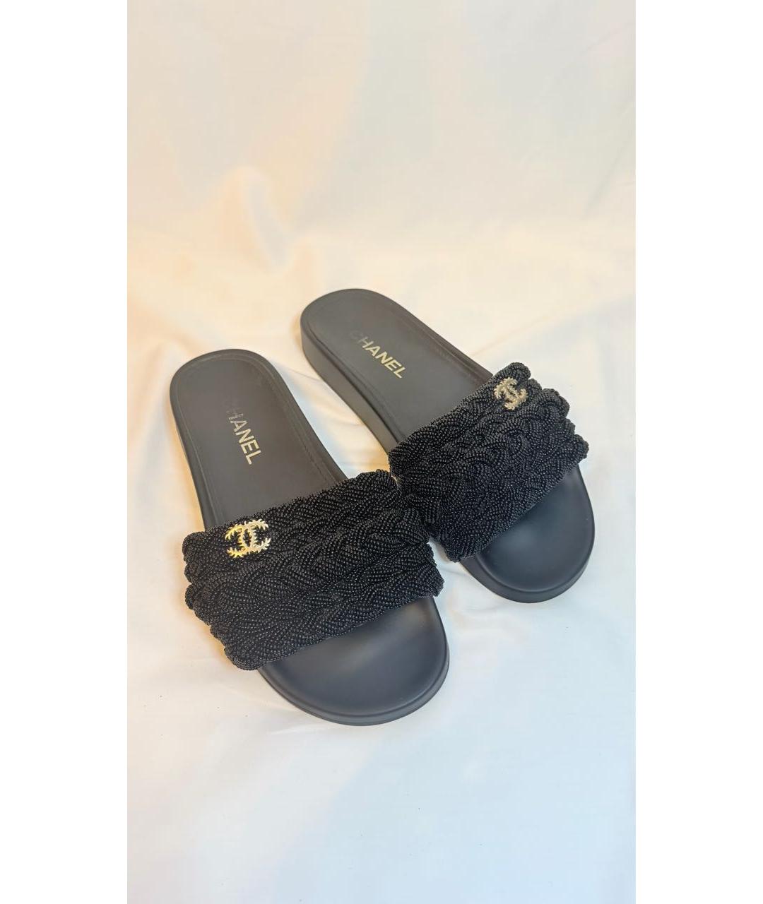 CHANEL Черные шлепанцы, фото 2