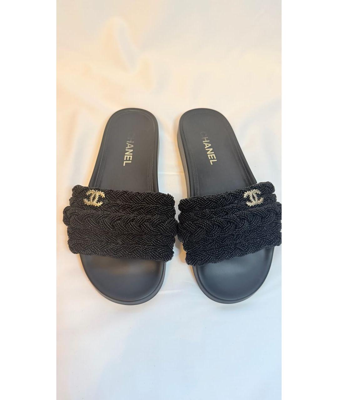CHANEL Черные шлепанцы, фото 3