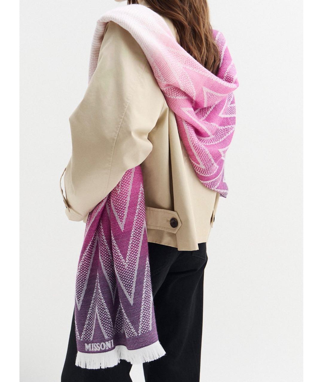 MISSONI Фиолетовый шерстяной шарф, фото 3