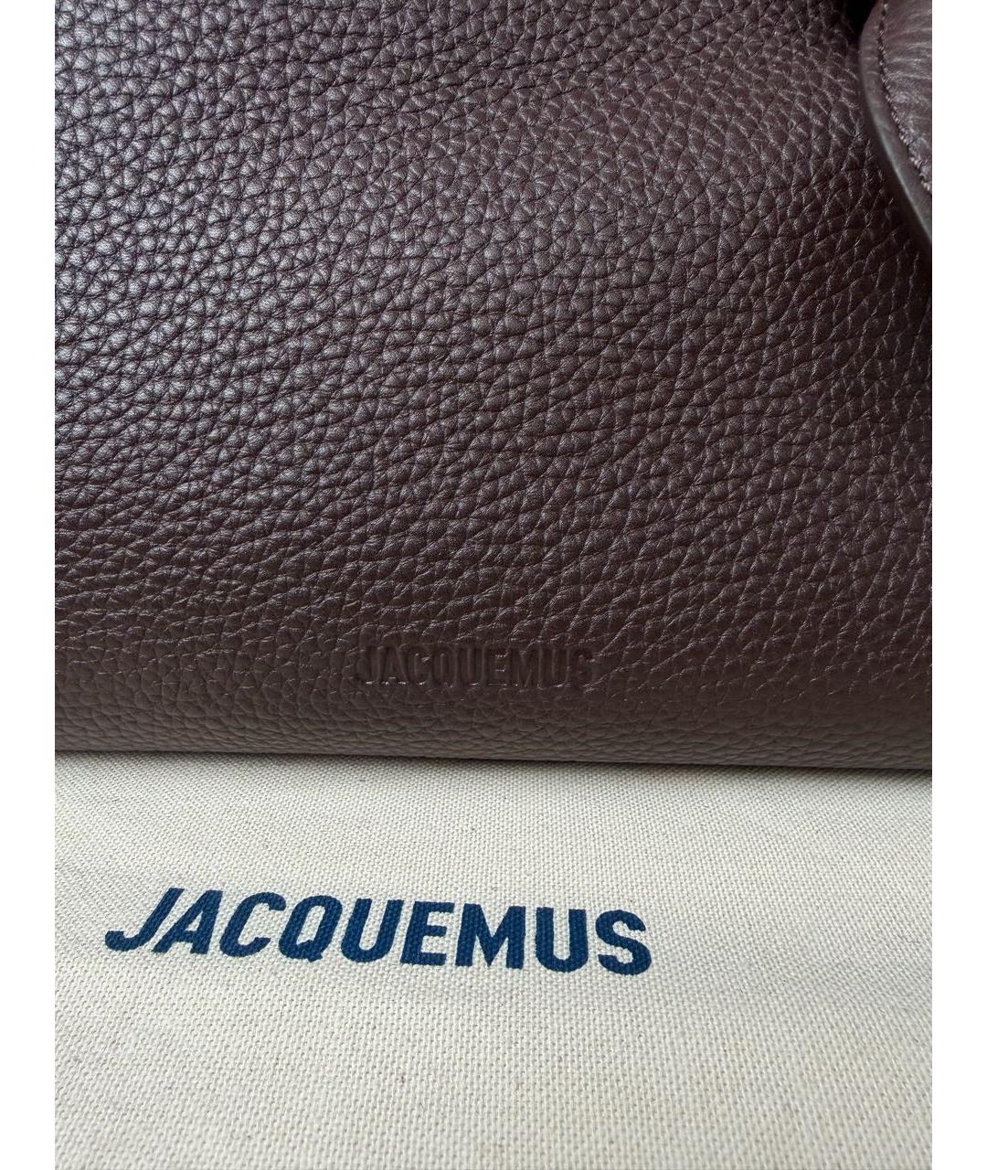 JACQUEMUS Коричневая кожаная сумка тоут, фото 7
