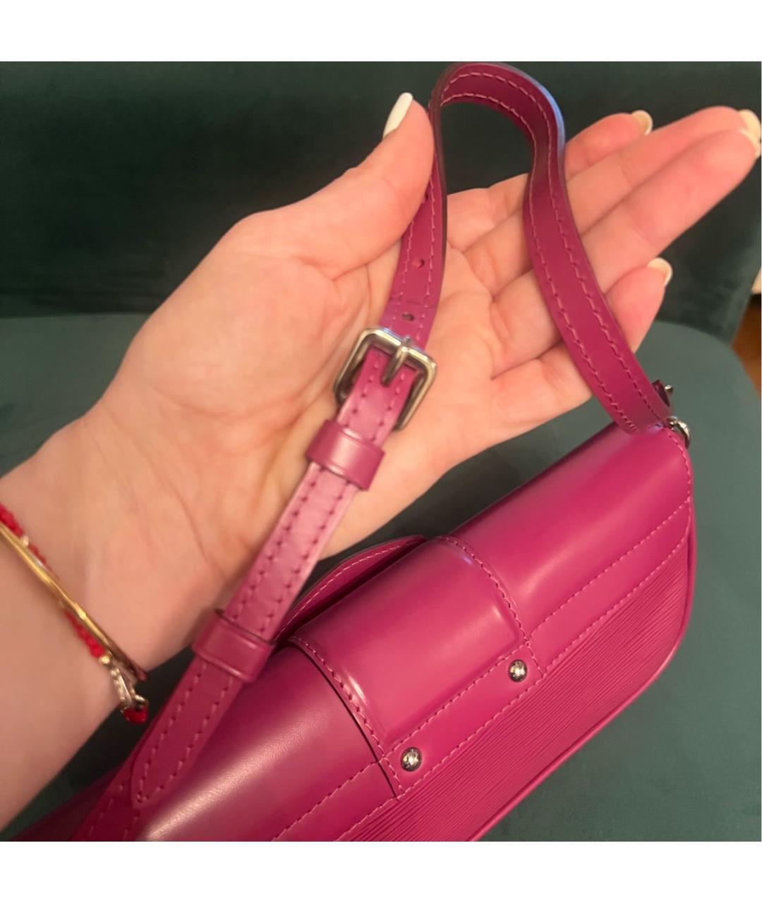 LOUIS VUITTON Фуксия кожаная сумка с короткими ручками, фото 5