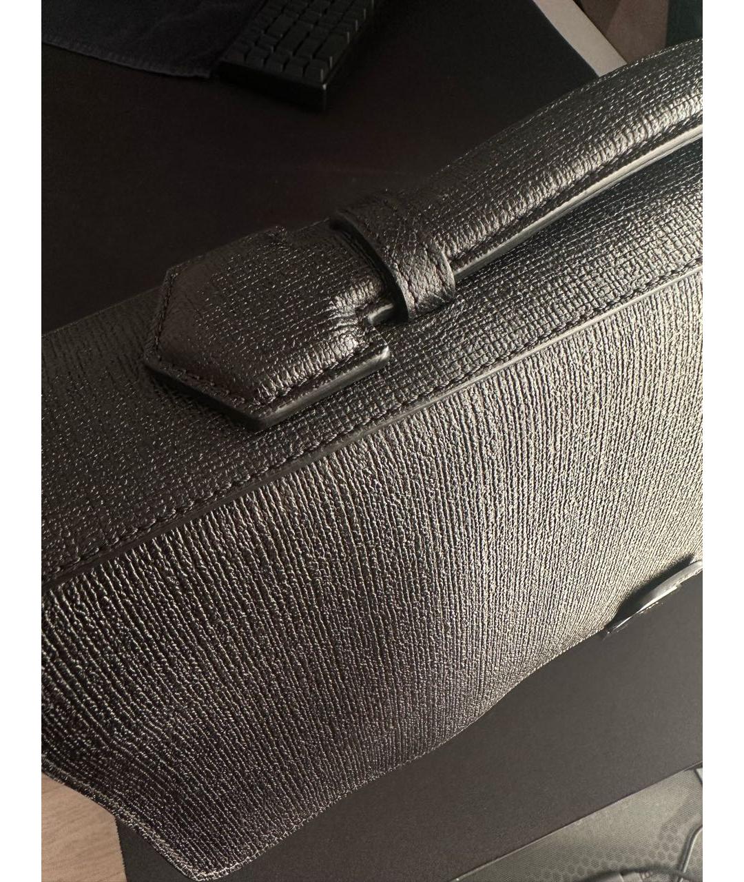 KITON Черный кожаный портфель, фото 2