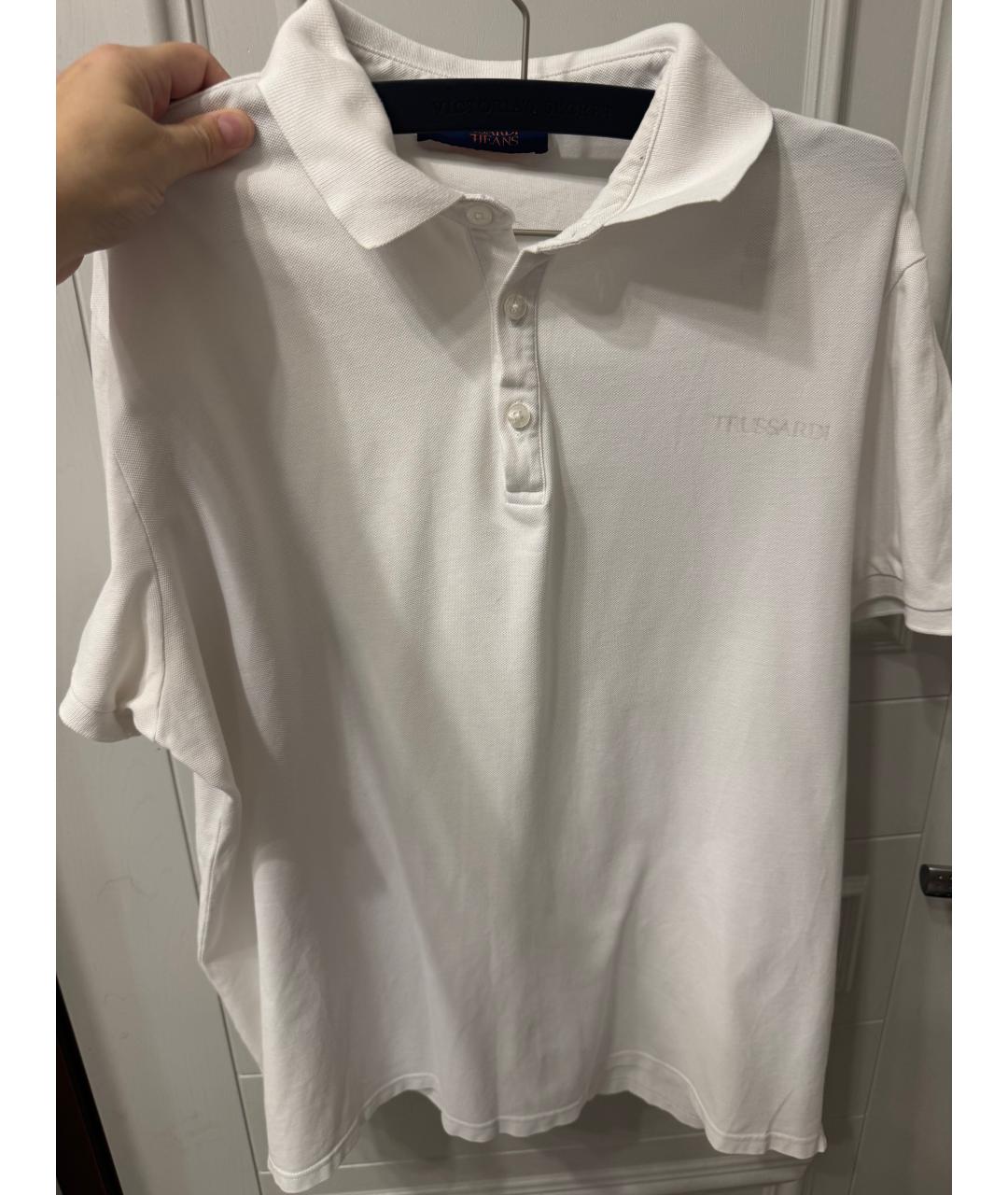 TRUSSARDI JEANS Белое хлопковое поло с коротким рукавом, фото 2