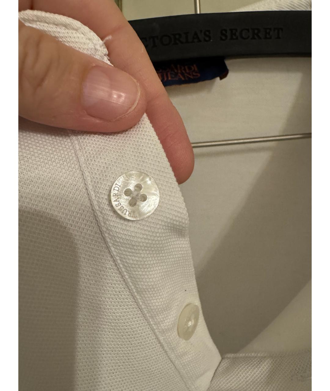 TRUSSARDI JEANS Белое хлопковое поло с коротким рукавом, фото 8