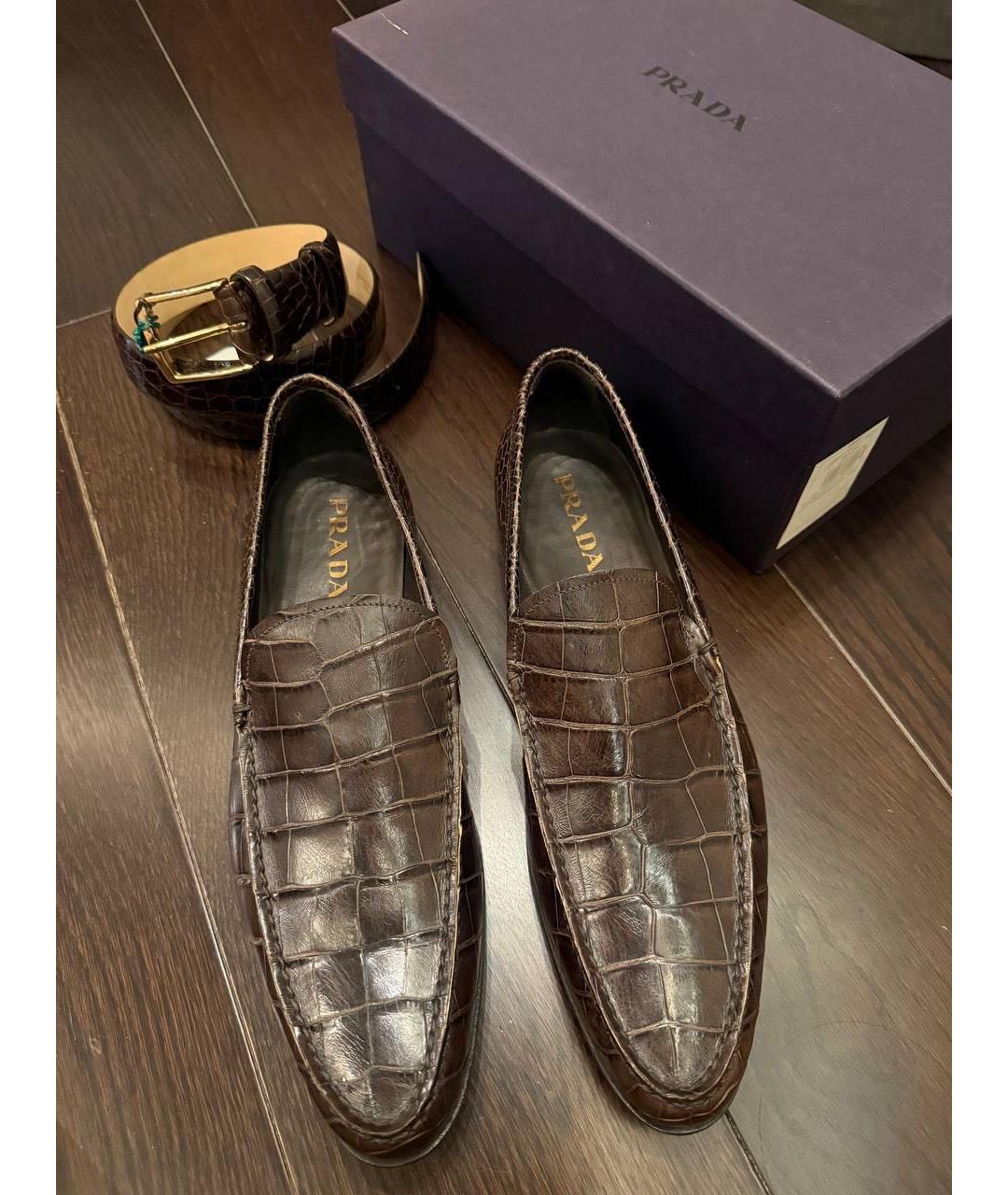 PRADA Коричневые туфли из экзотической кожи, фото 2