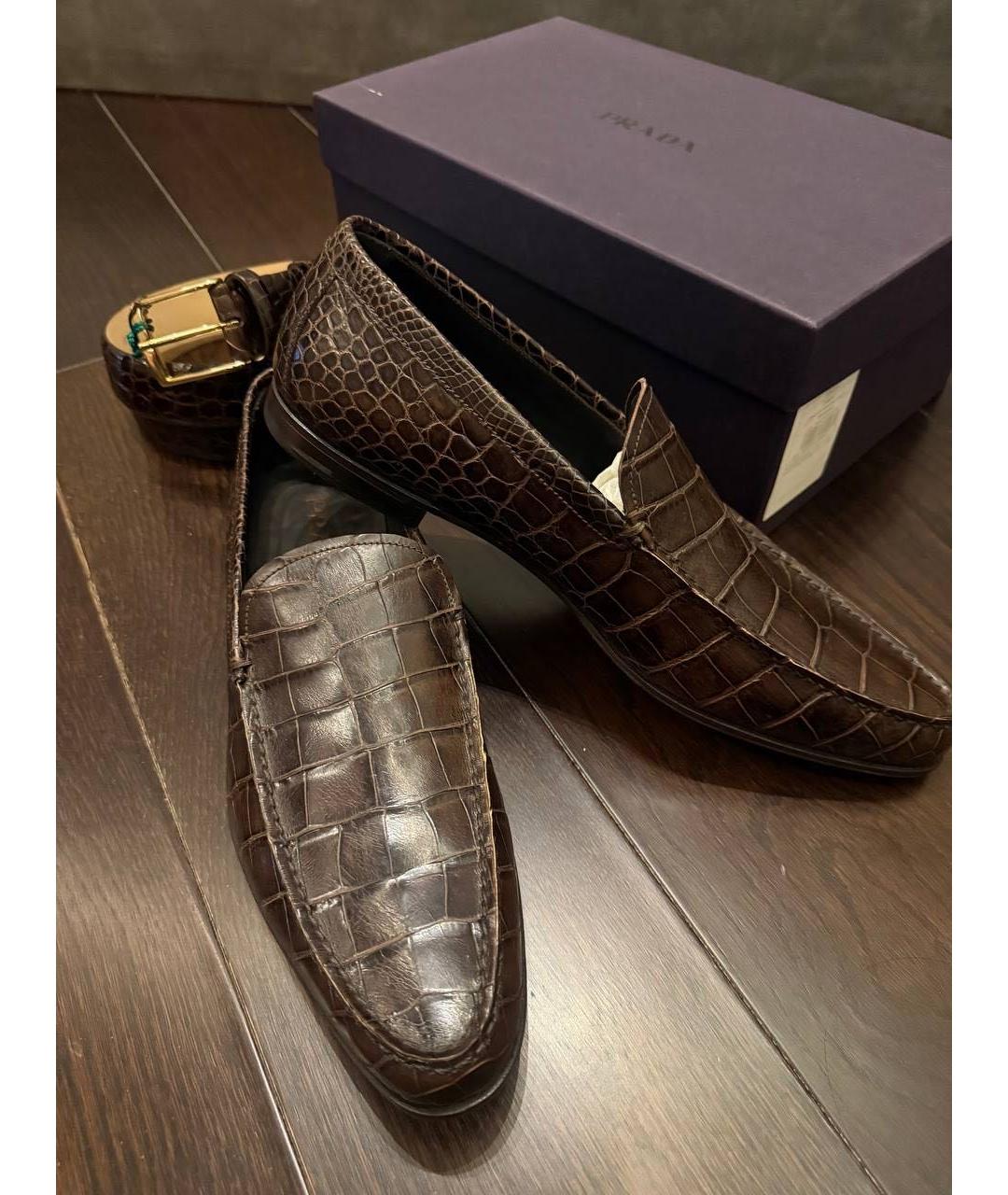 PRADA Коричневые туфли из экзотической кожи, фото 6