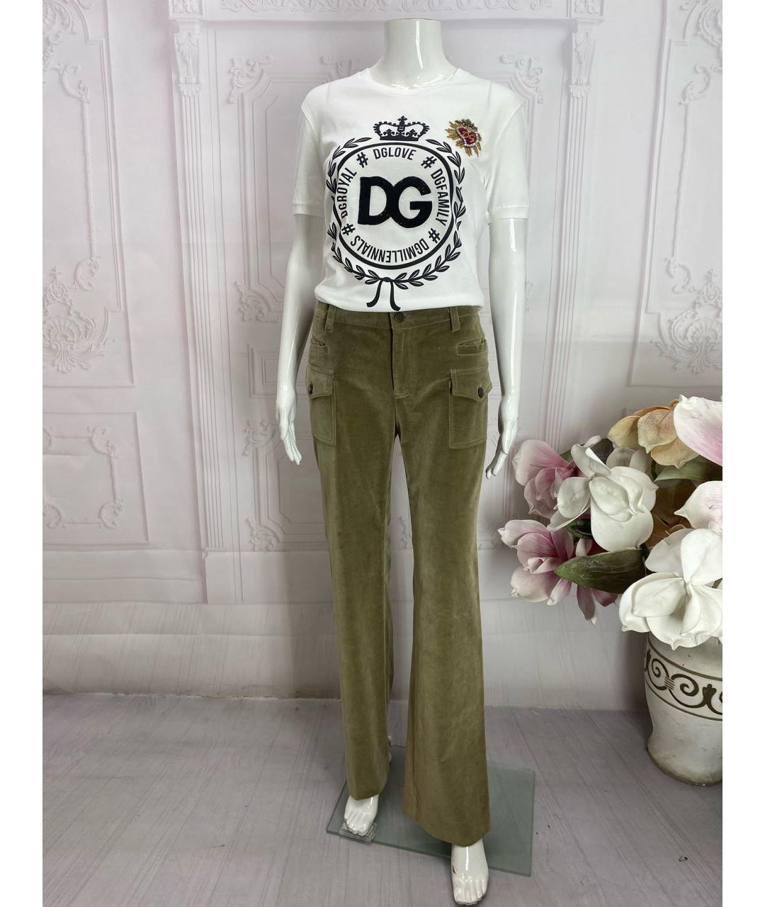 DOLCE&GABBANA Бежевые хлопко-эластановые прямые брюки, фото 5