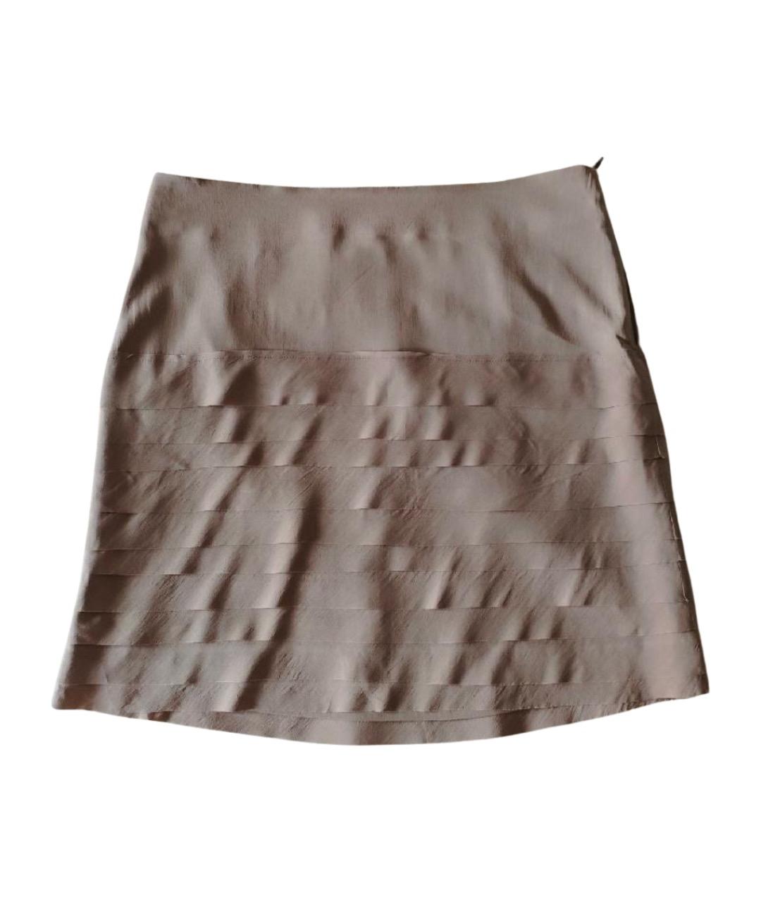 BRUNELLO CUCINELLI Бежевая шелковая юбка мини, фото 1