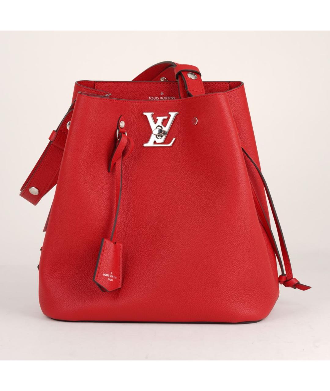 LOUIS VUITTON Красная кожаная сумка тоут, фото 3