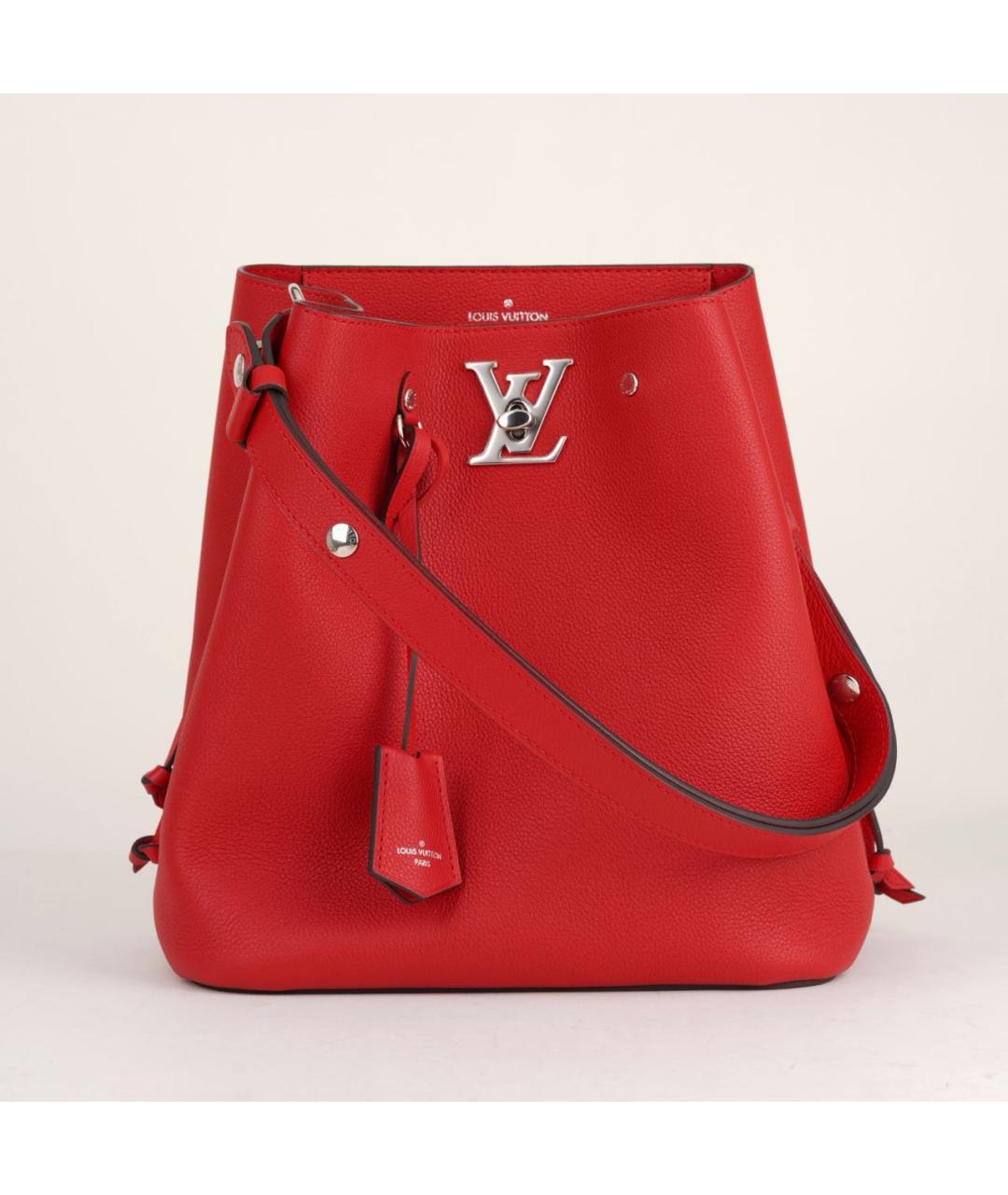 LOUIS VUITTON Красная кожаная сумка тоут, фото 9