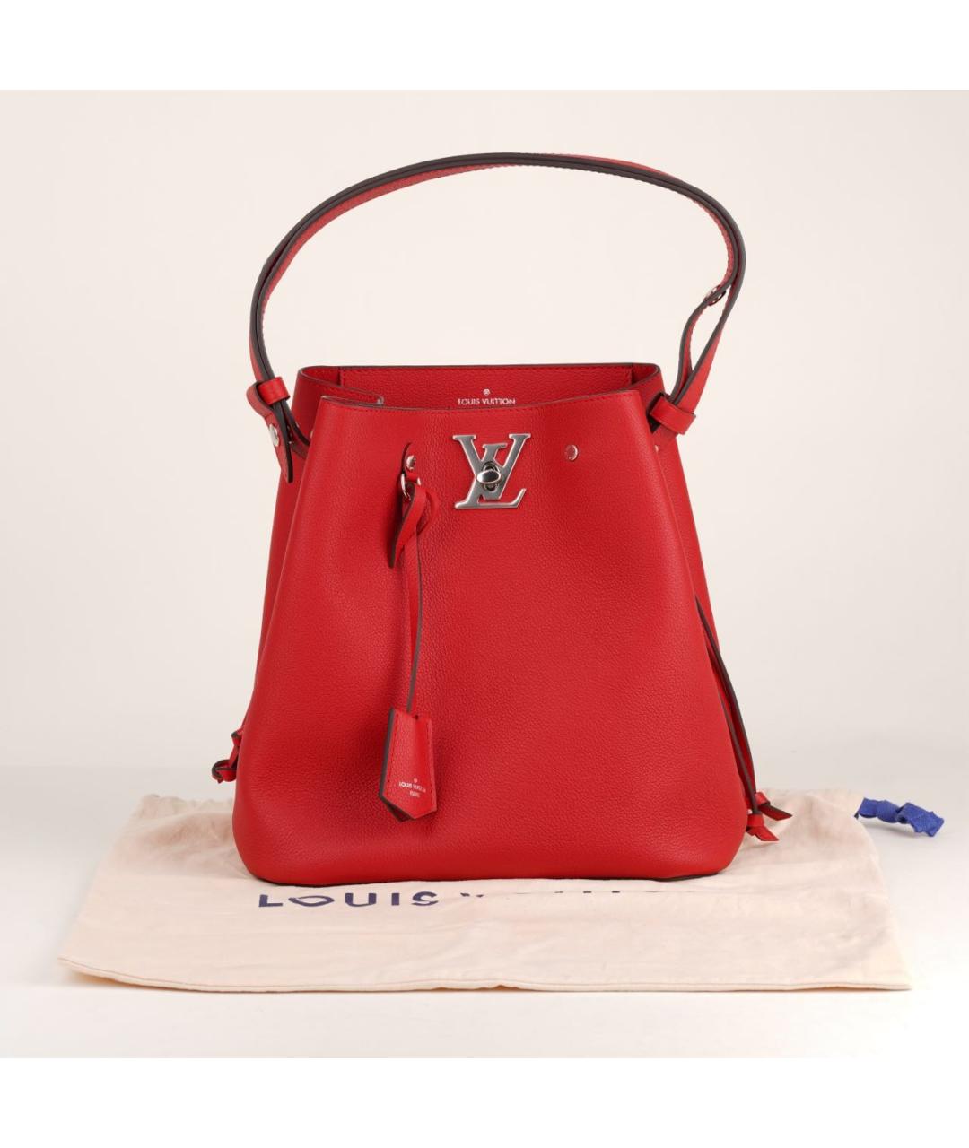 LOUIS VUITTON Красная кожаная сумка тоут, фото 2